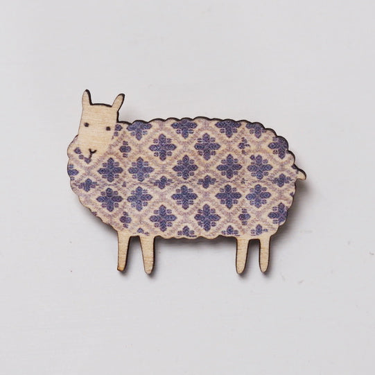 Blue Fair Isle Sheep Brooch by Mary Kilvert