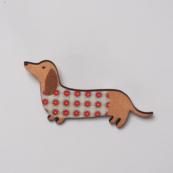 Poppy Dachshund Brooch by Mary Kilvert