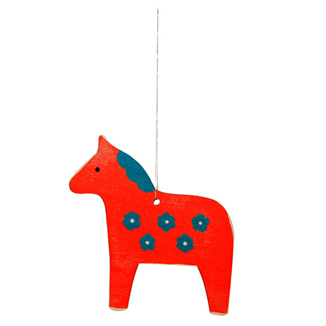Red Dala Horse Wooden Decoration by Mary Kilvert