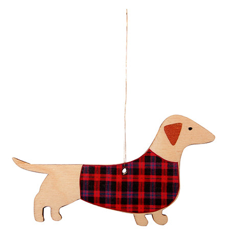 Dashing Dachshund Wooden Decoration by Mary Kilvert