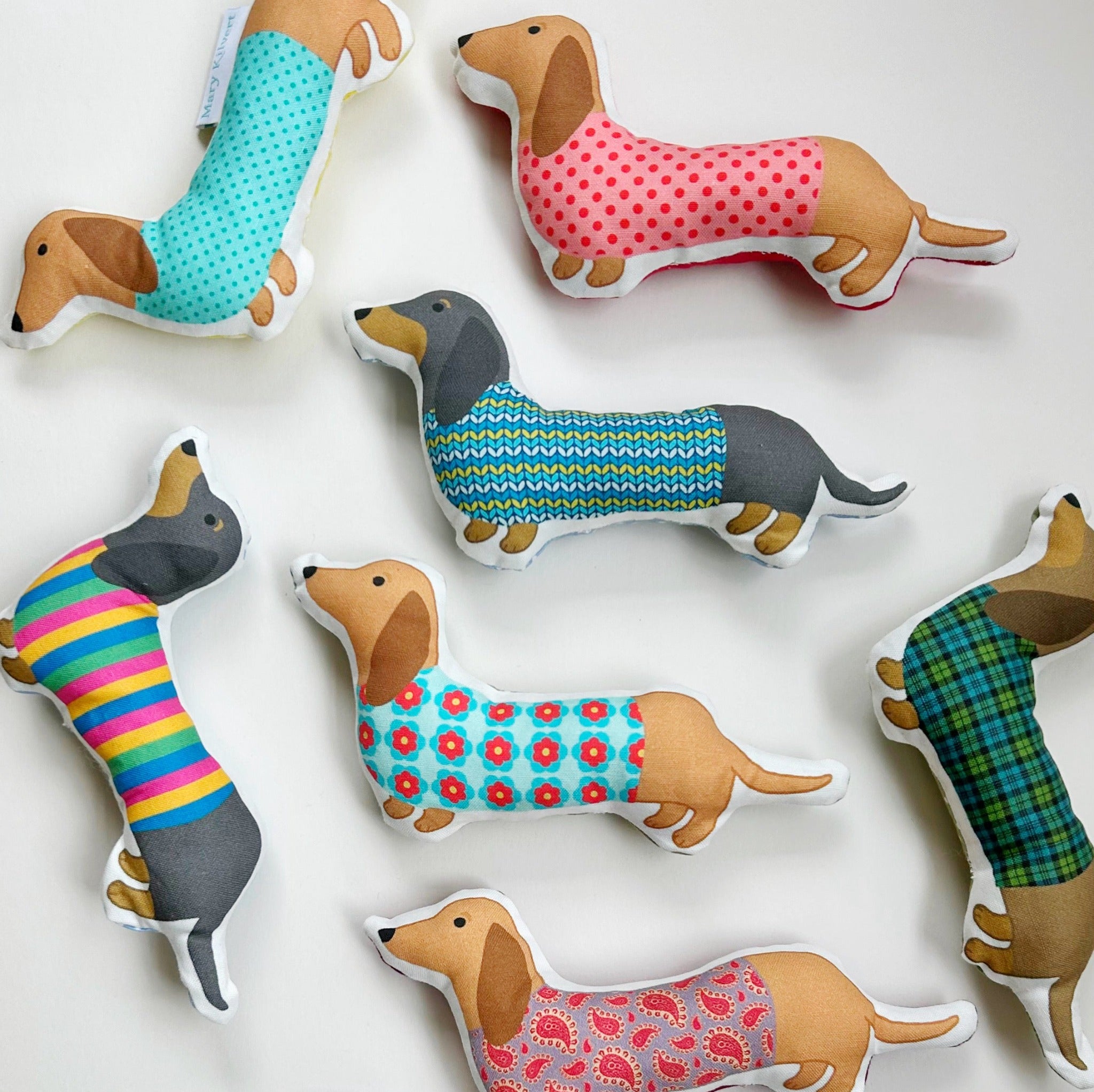 Dashing Dachshund Lavender Cushion by Mary Kilvert