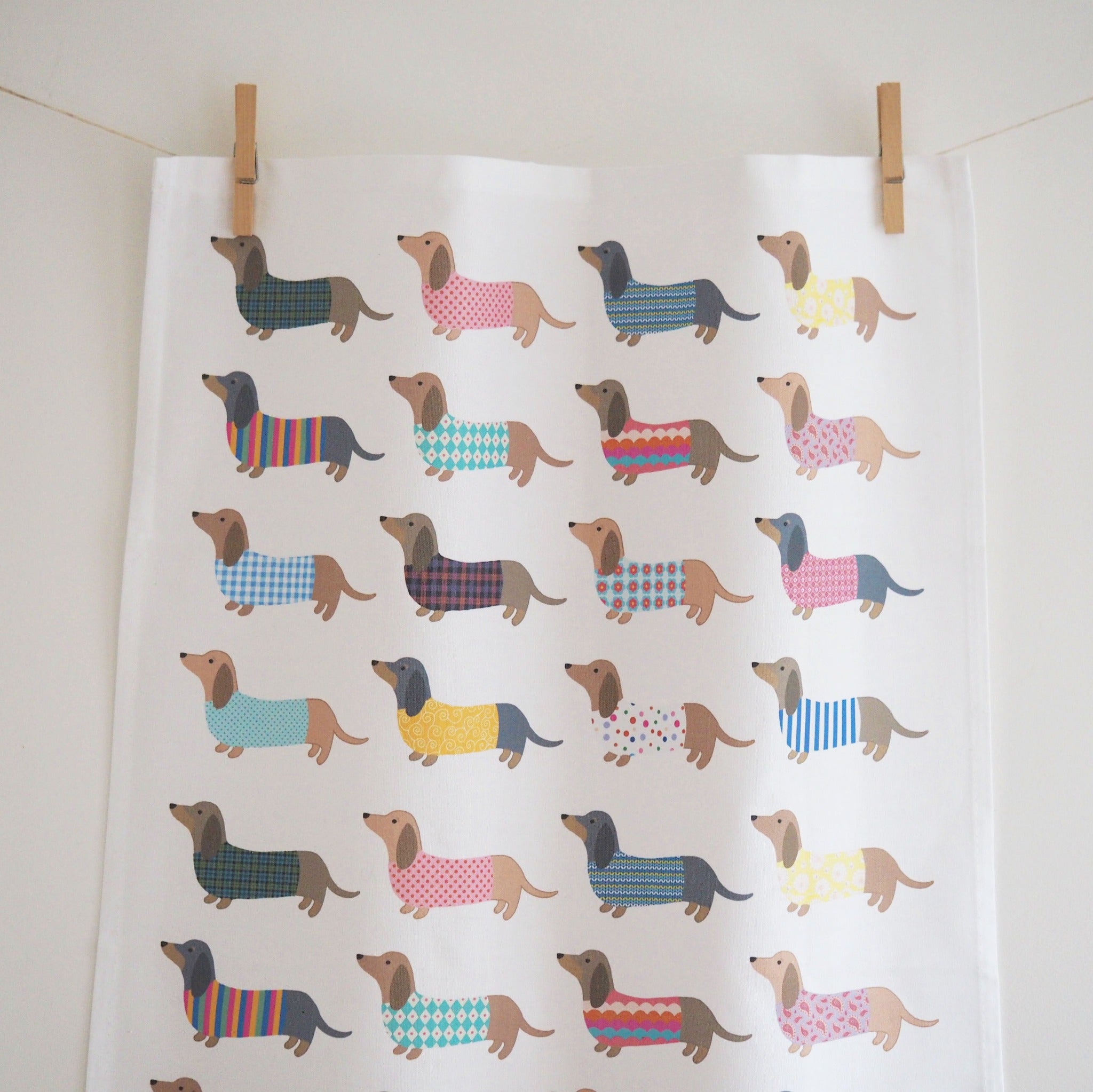 Dashing Dachshund Tea Towel by Mary Kilvert