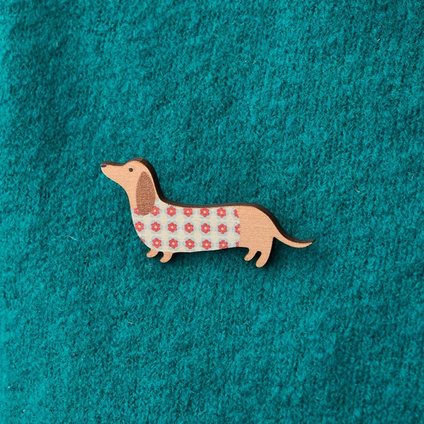 Poppy Dachshund Brooch by Mary Kilvert