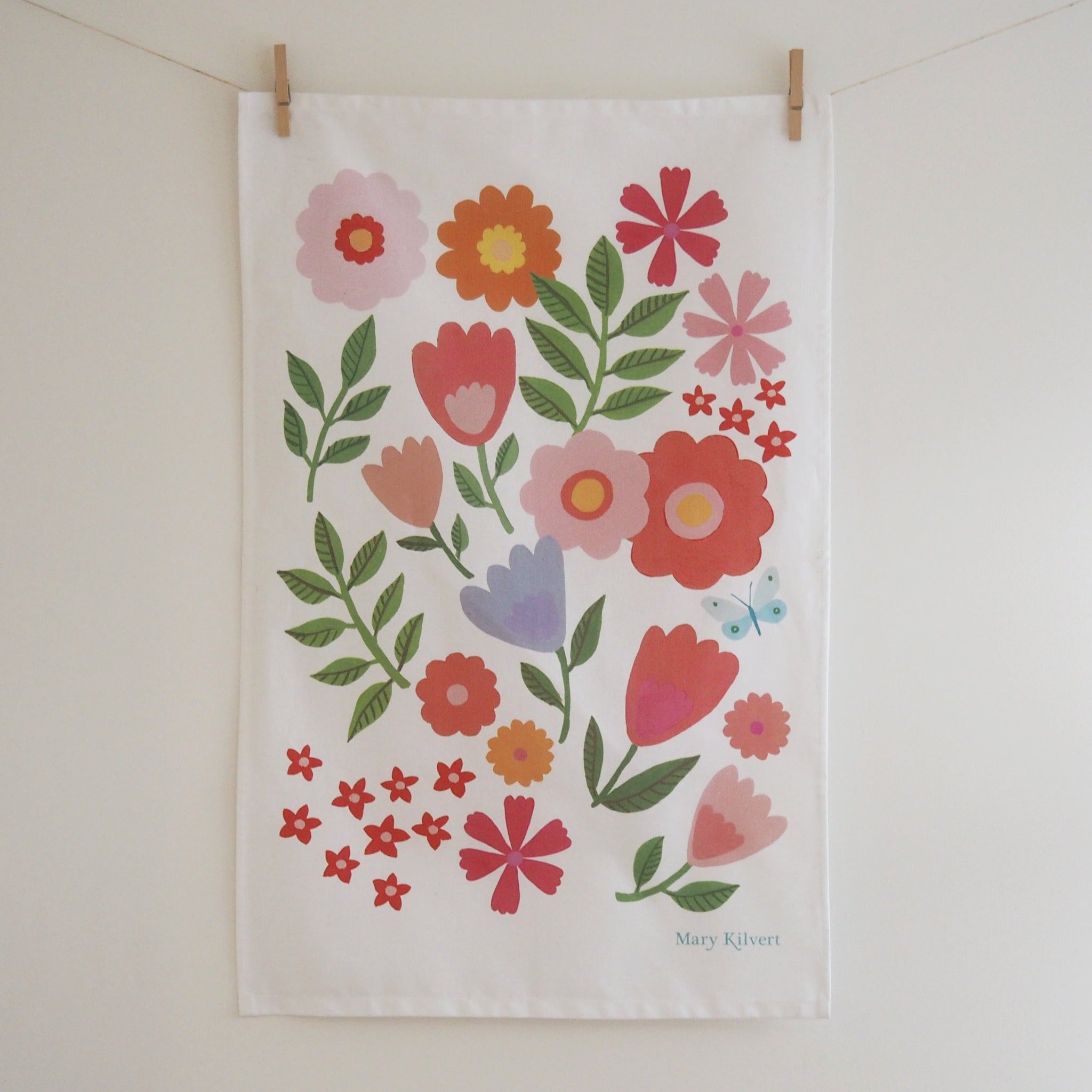 Summer Flowers Tea Towel by Mary Kilvert