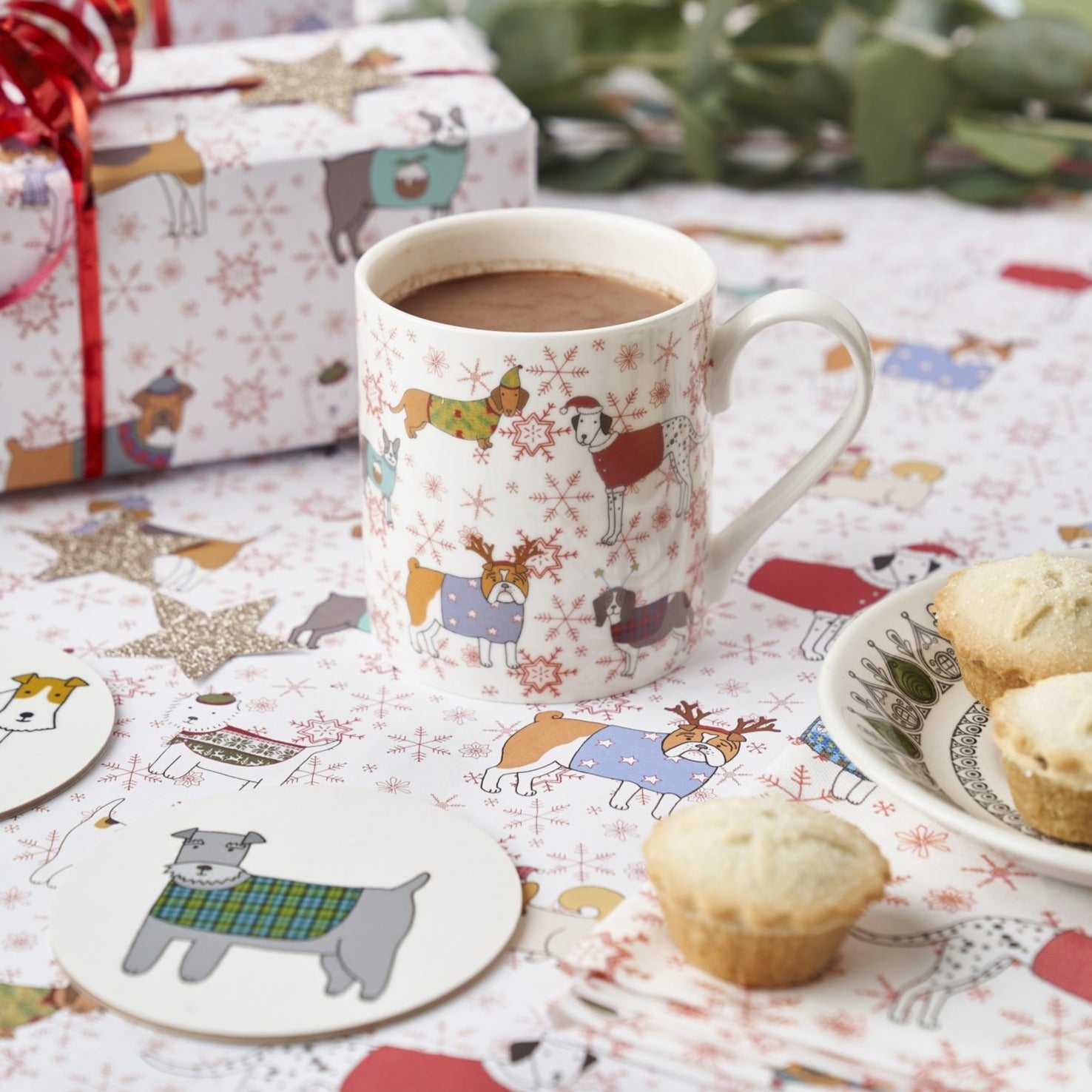 Christmas Canines Mug by Mary Kilvert