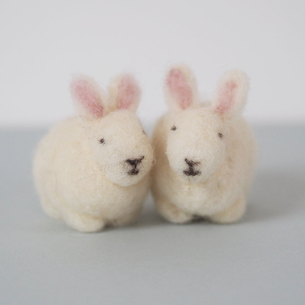 Two Little Bunny felted rabbits by Mary Kilvert