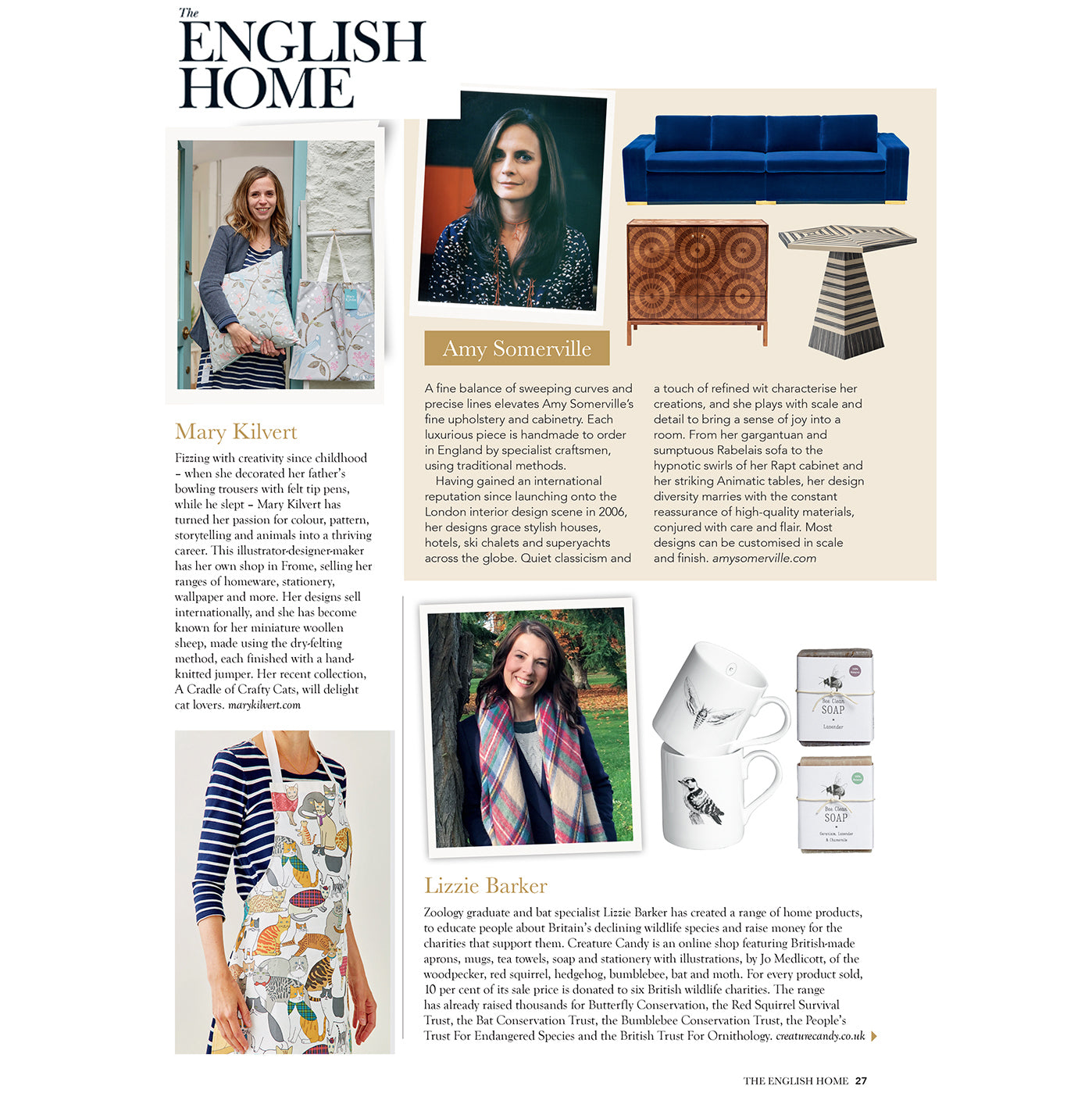 Mary Kilvert feature in The English Home magazine