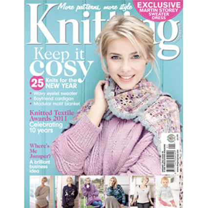 Mary Kilvert Cushion in 'Objects of Desire' feature in Knitting Magazine