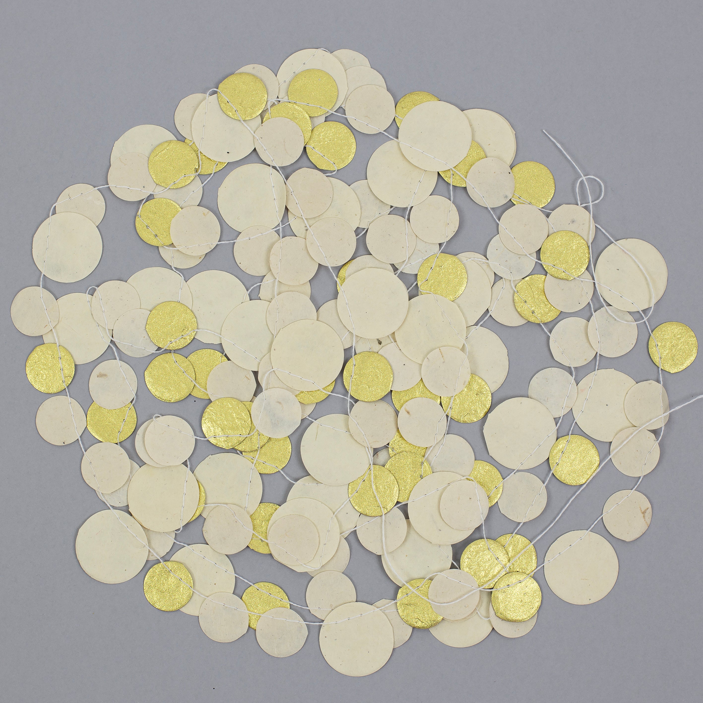 White & Gold Dots on a String Garland