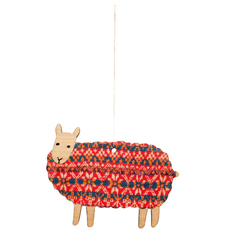 Fair Isle Sheep Wooden Decoration