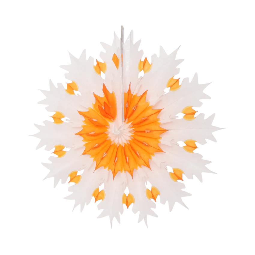 Orange Edged Classic Snowflake Paper Fan