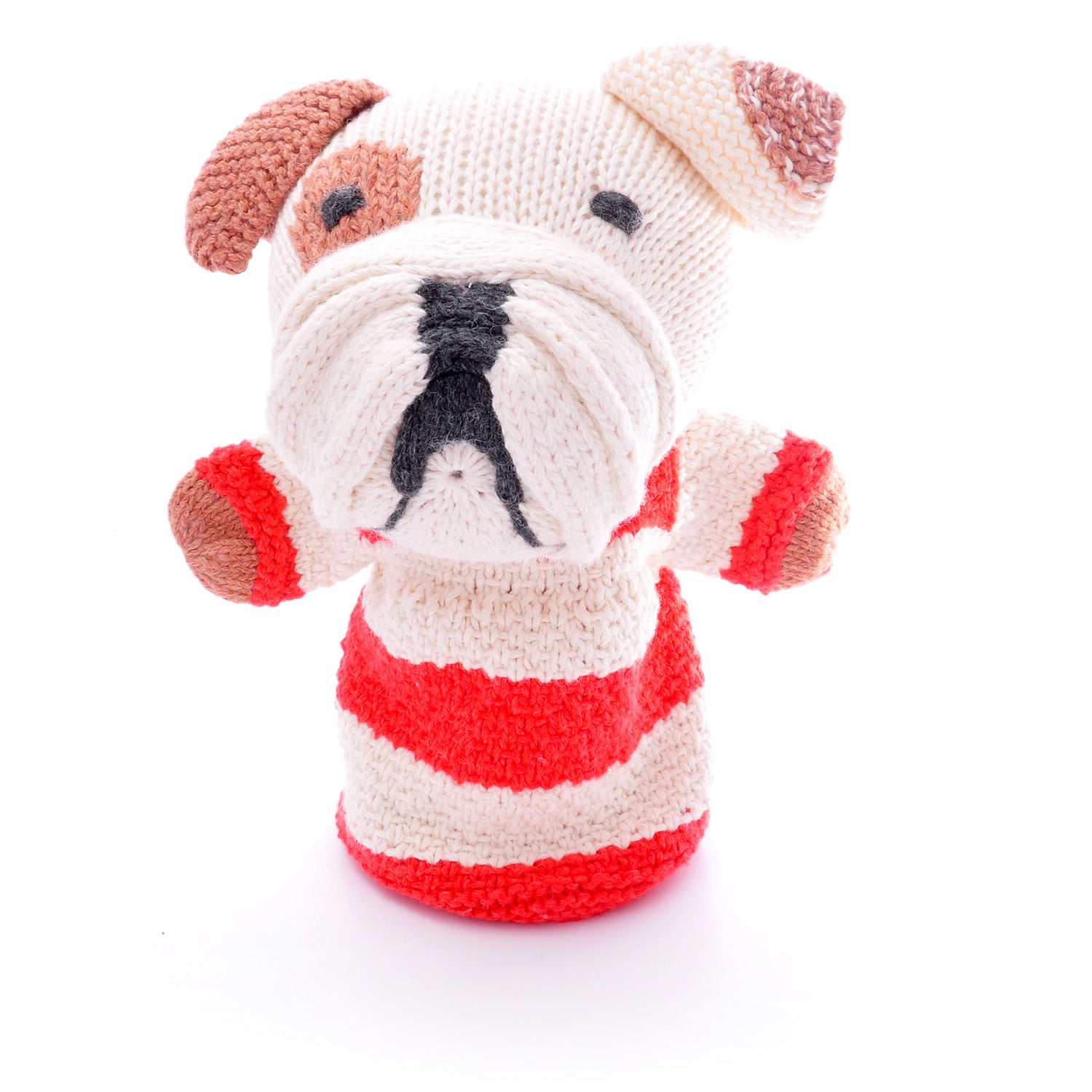 Stripy Bulldog Hand Puppet in Organic Cotton