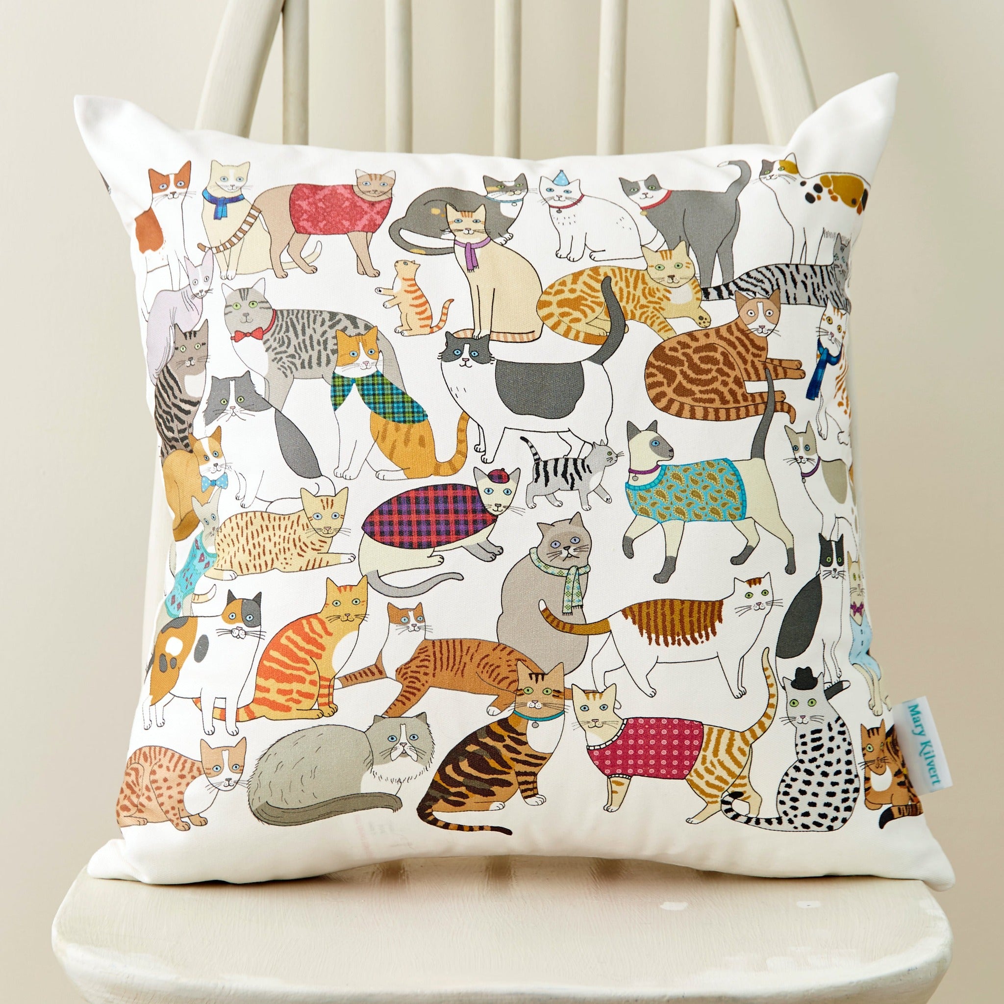 Crafty Cats Cushion by Mary Kilvert