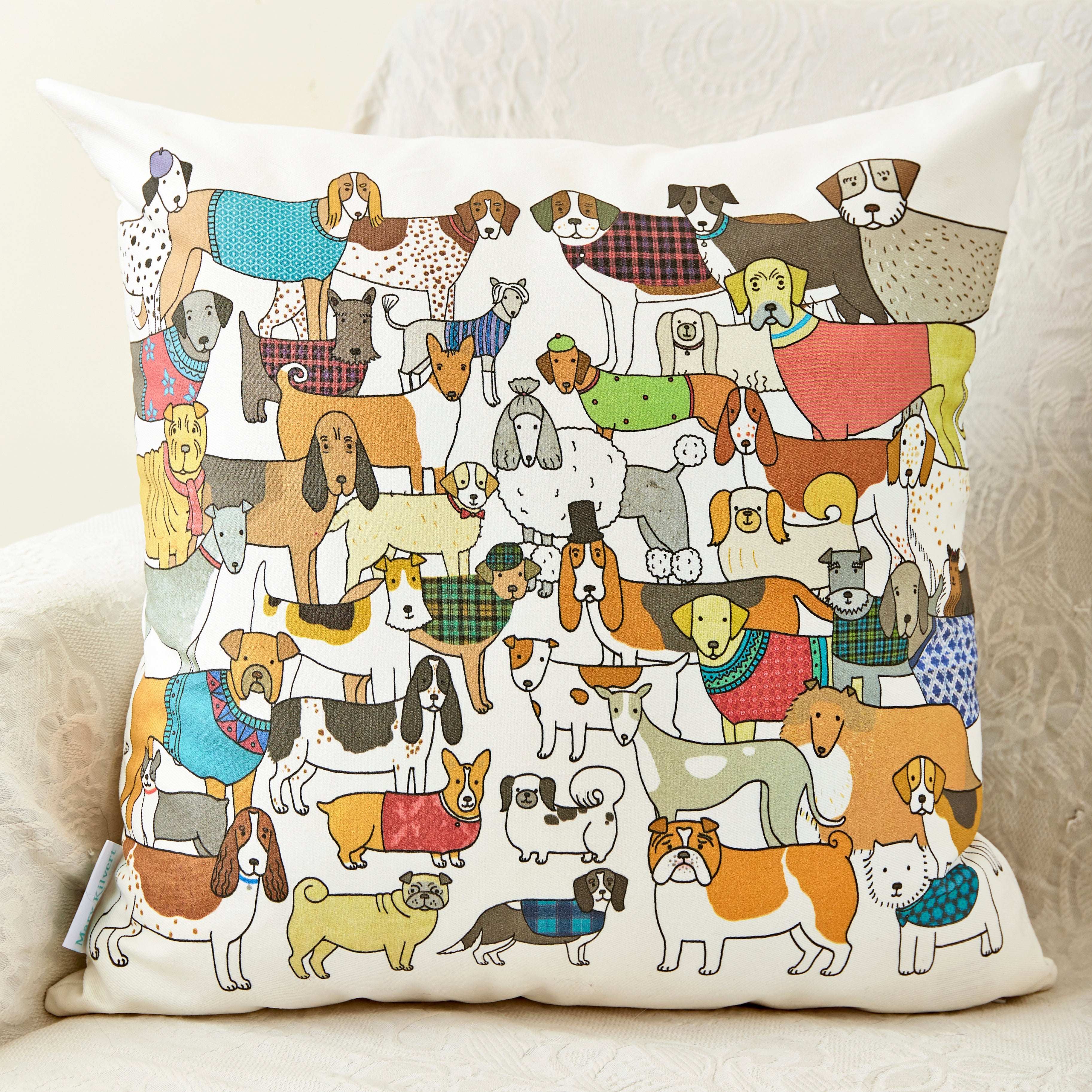 Pack of Proud Pooches Cushion by Mary Kilvert