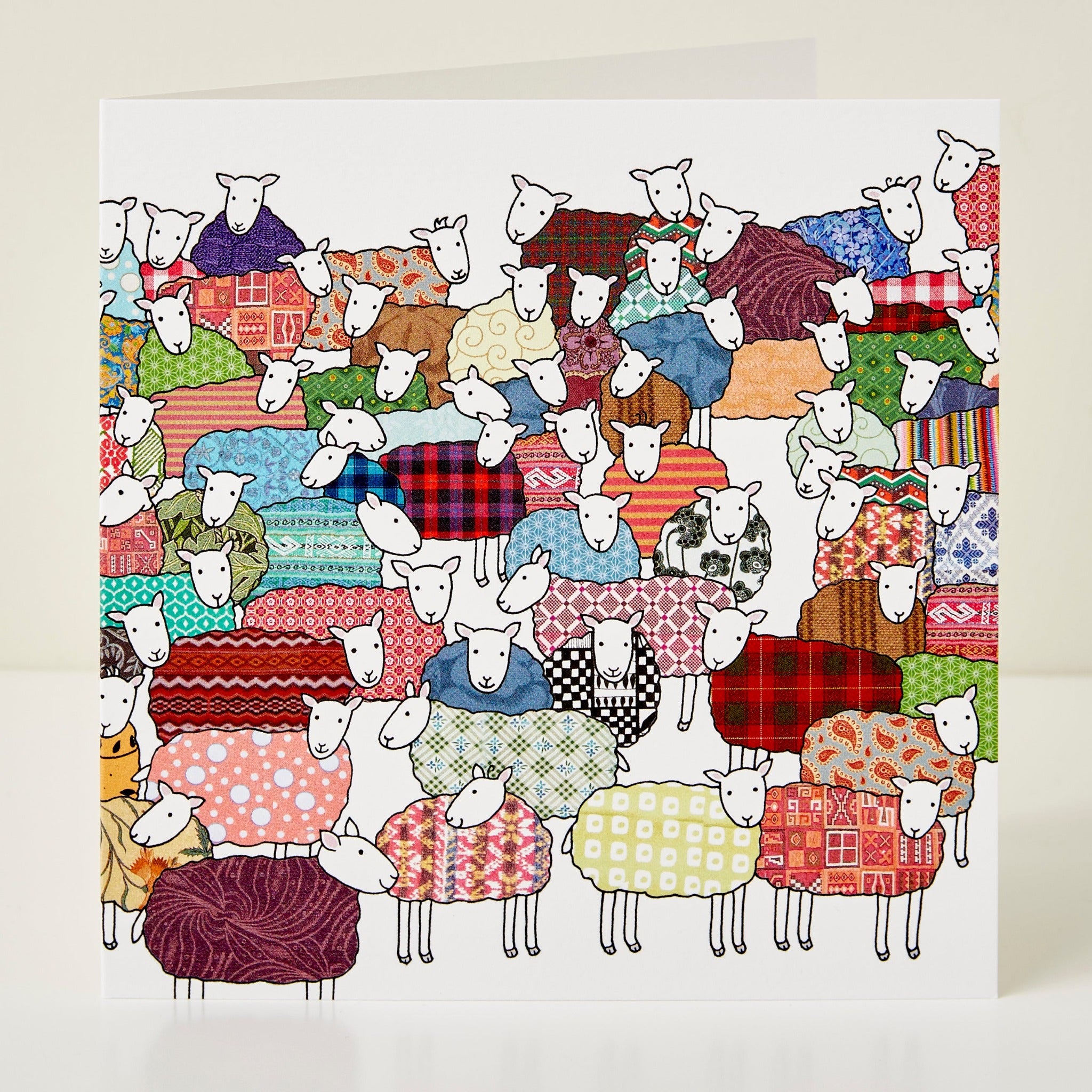 Flock of Colourful Sheep Greeting Card by Mary Kilvert