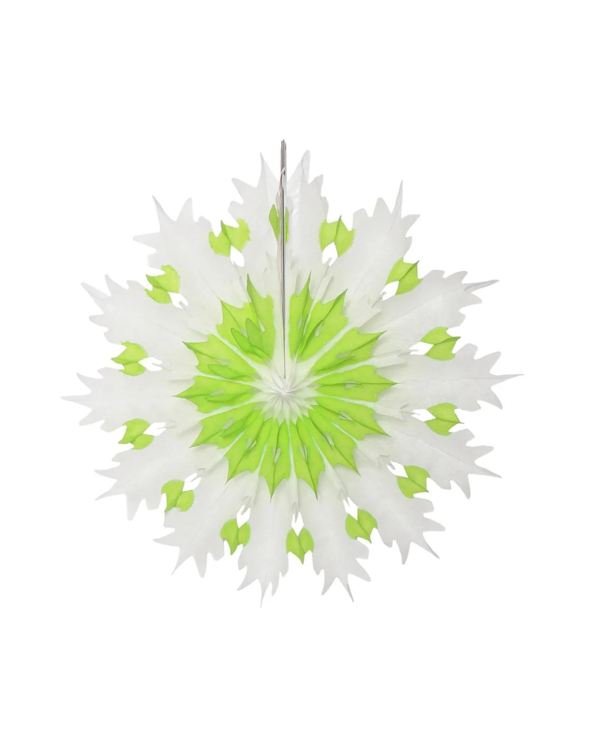 Green Edged Classic Snowflake Paper Fan