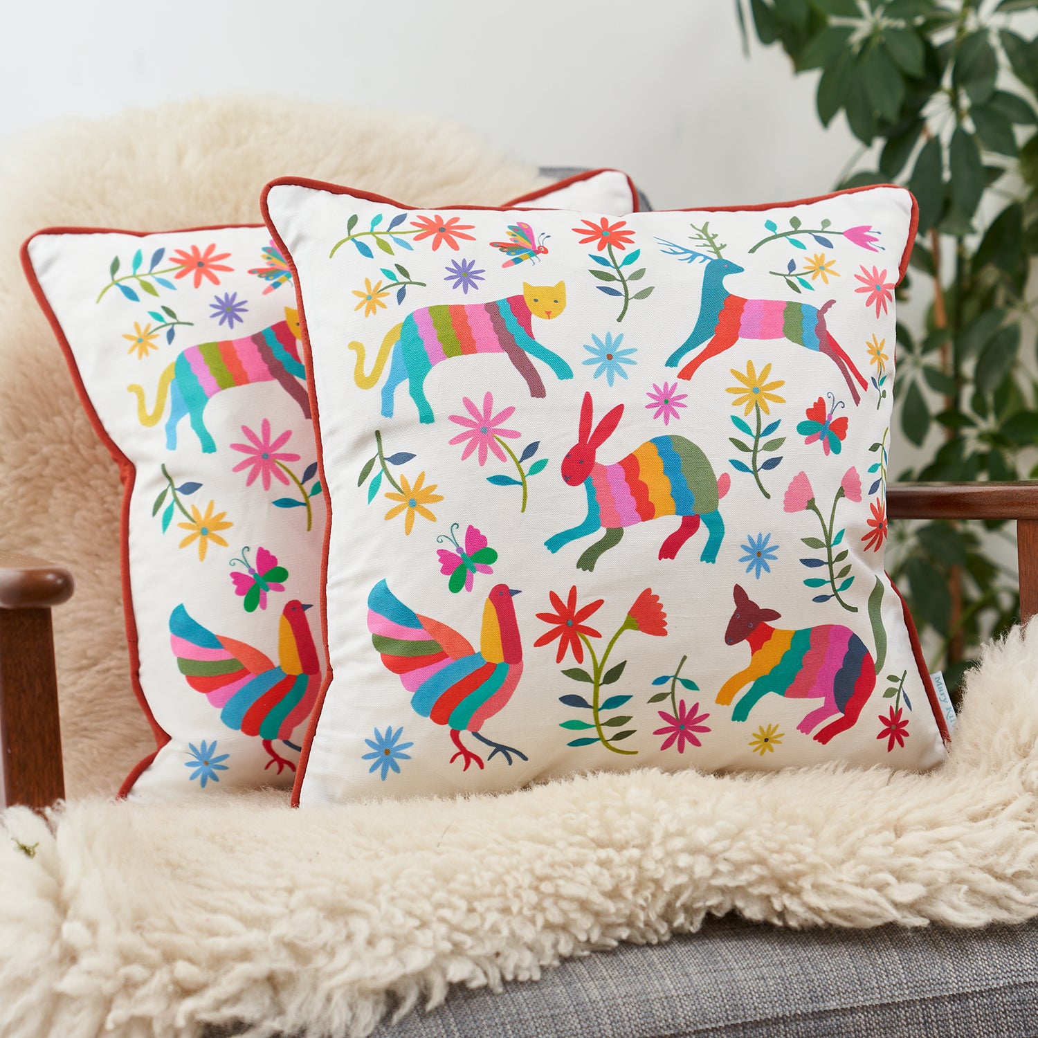 Otomi Animals Cushion by Mary Kilvert