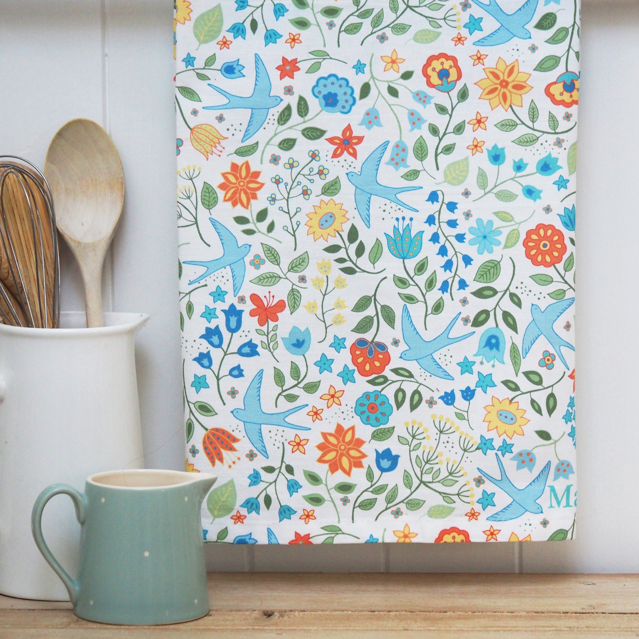 Summer Swallows Tea Towel by Mary Kilvert