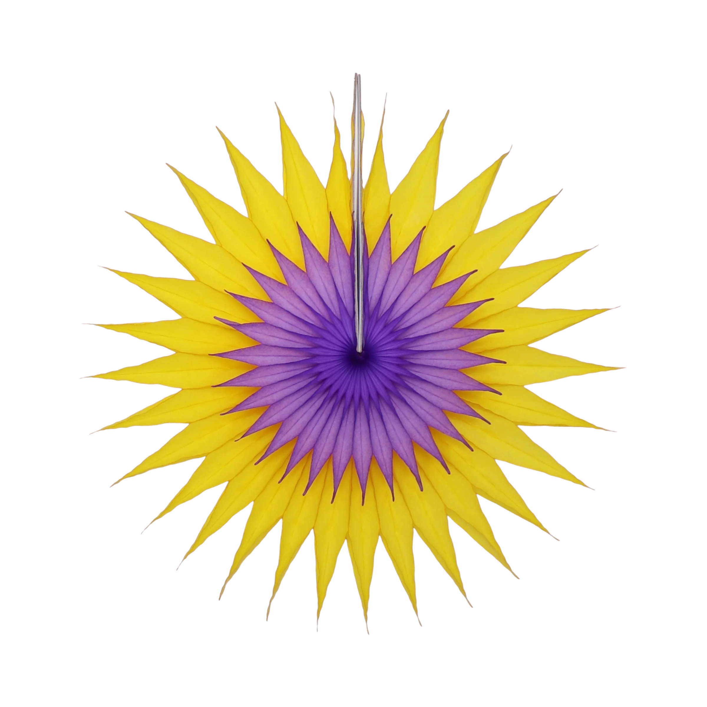 Yellow & Lavender Pointed Duo Paper Fan