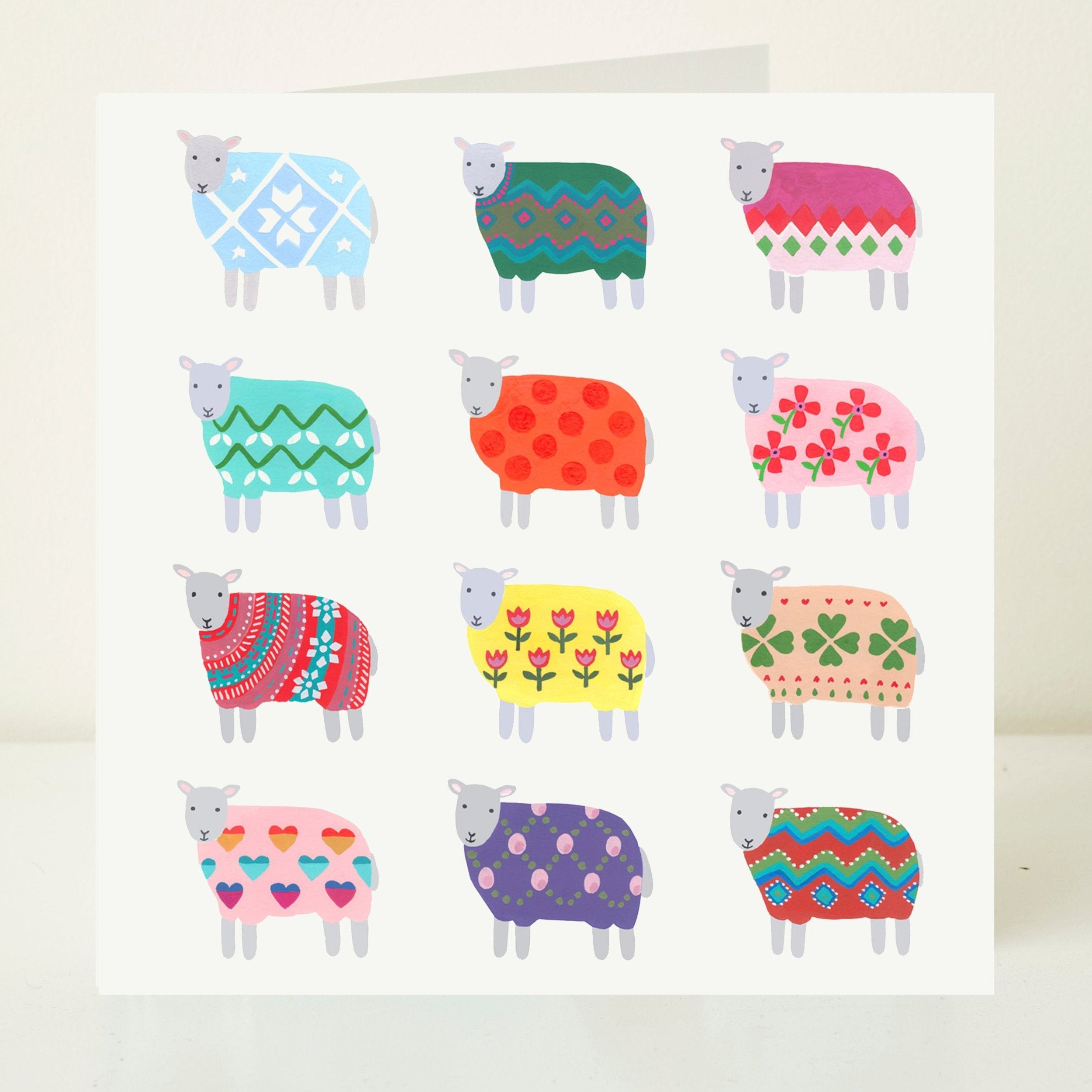Sheep Pattern Greeting Card by Mary Kilvert