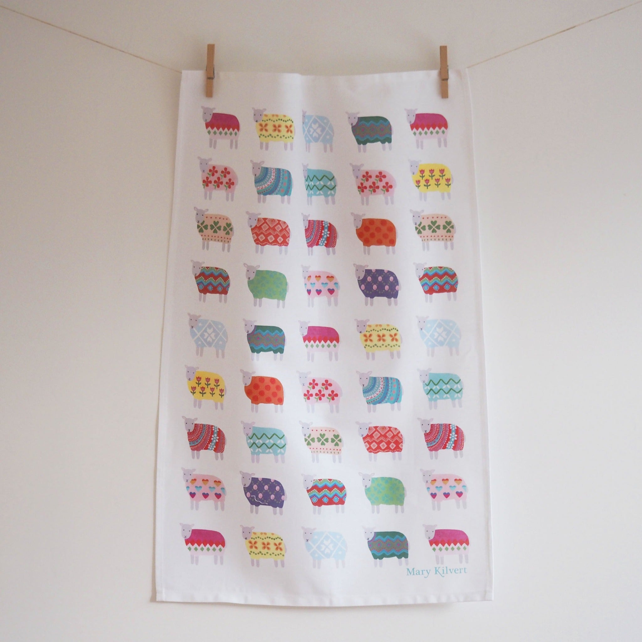 Sheep Pattern Tea Towel by Mary Kilvert
