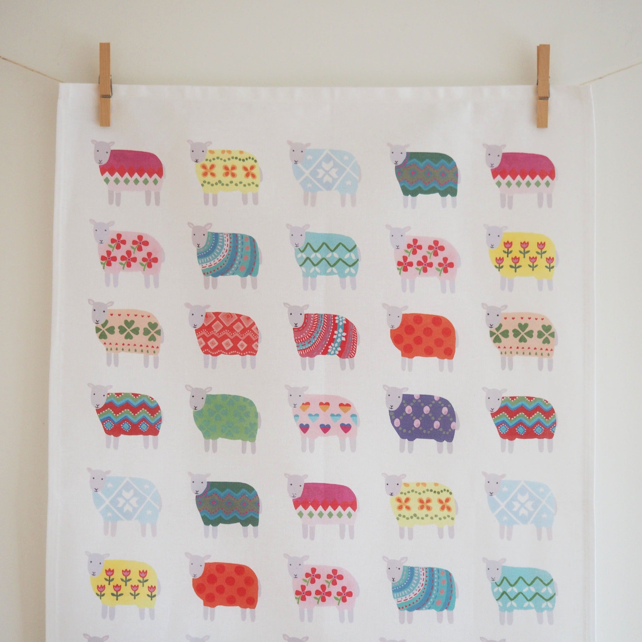 Sheep Pattern Tea Towel by Mary Kilvert