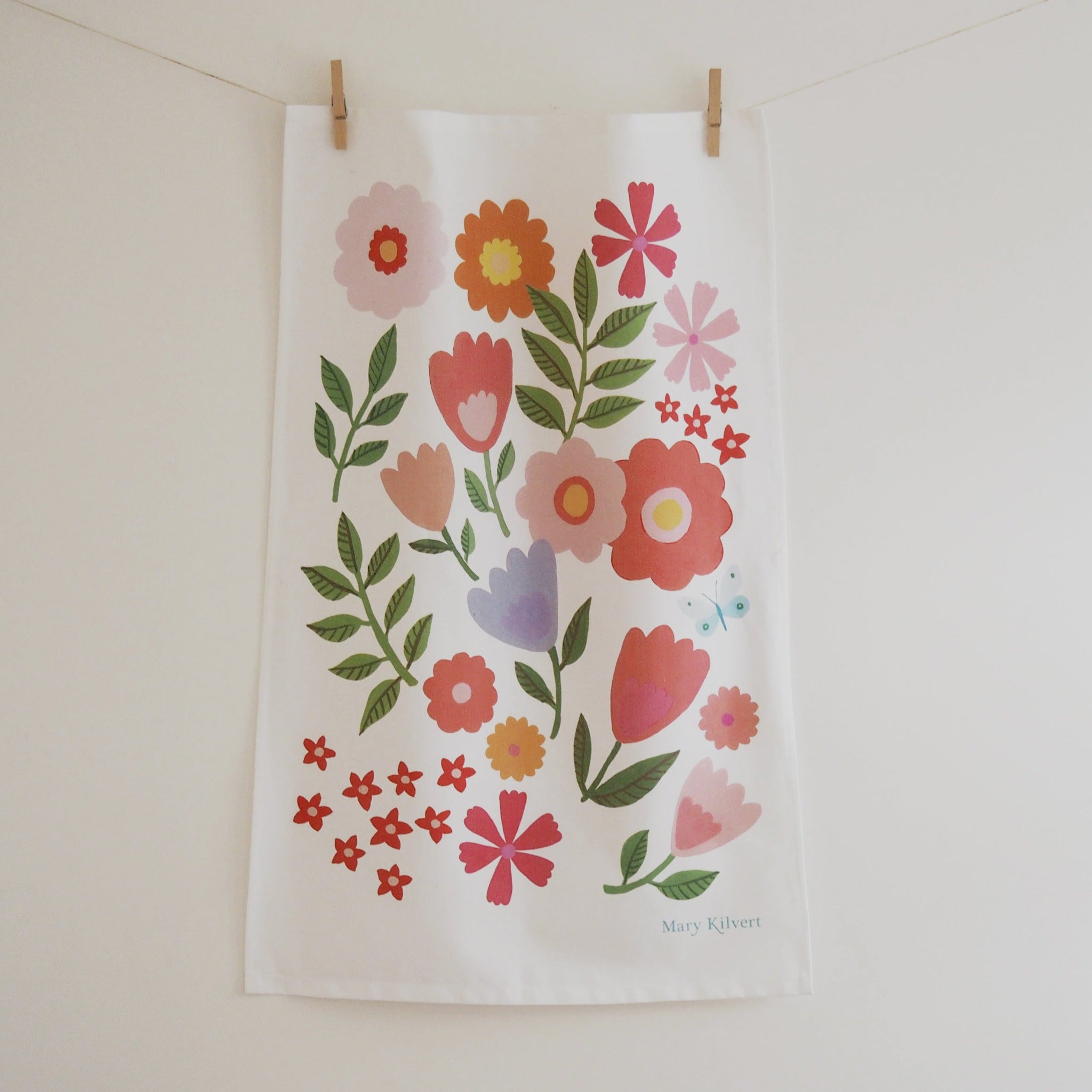 Summer Flowers Tea Towel by Mary Kilvert