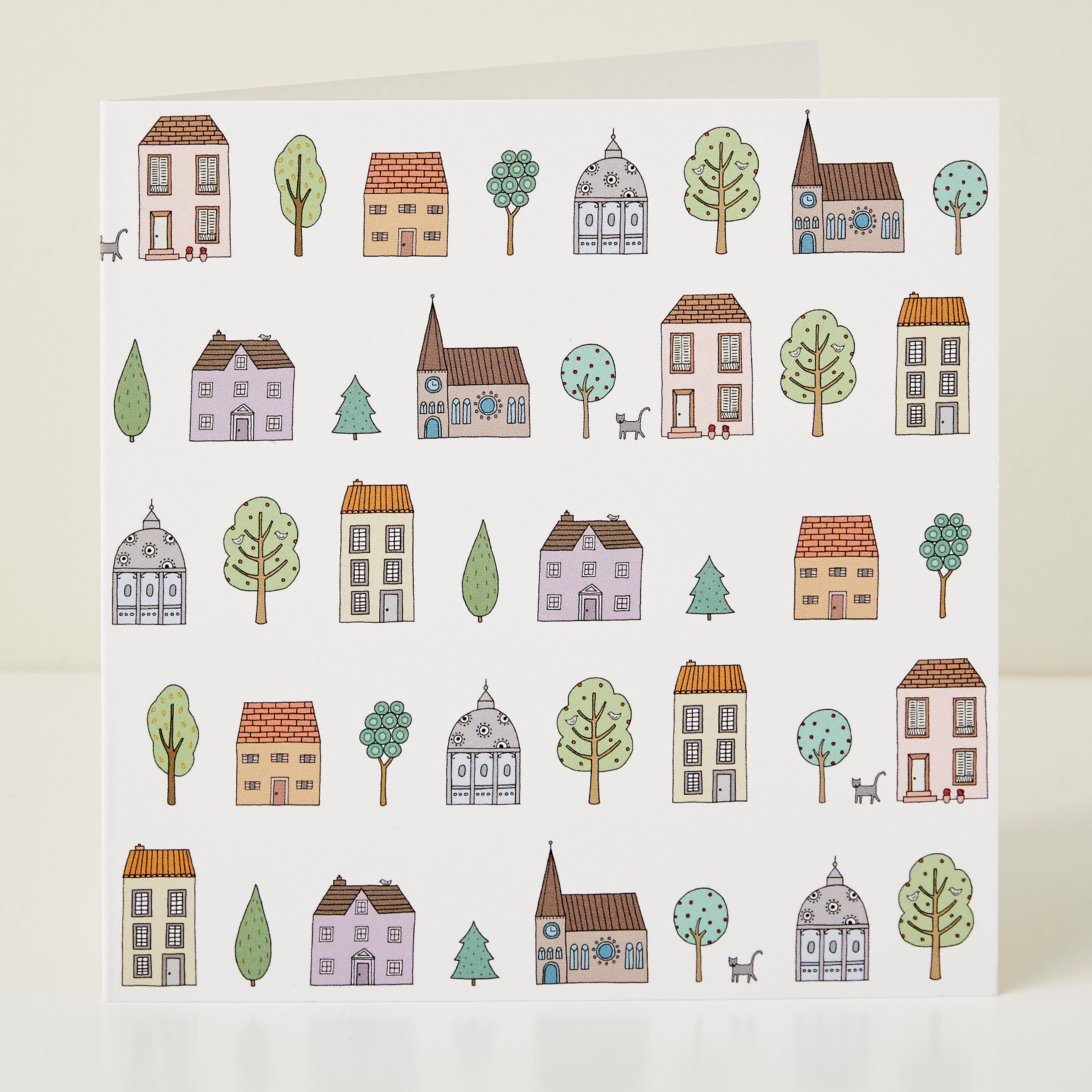 Town Houses Greeting Card by Mary Kilvert
